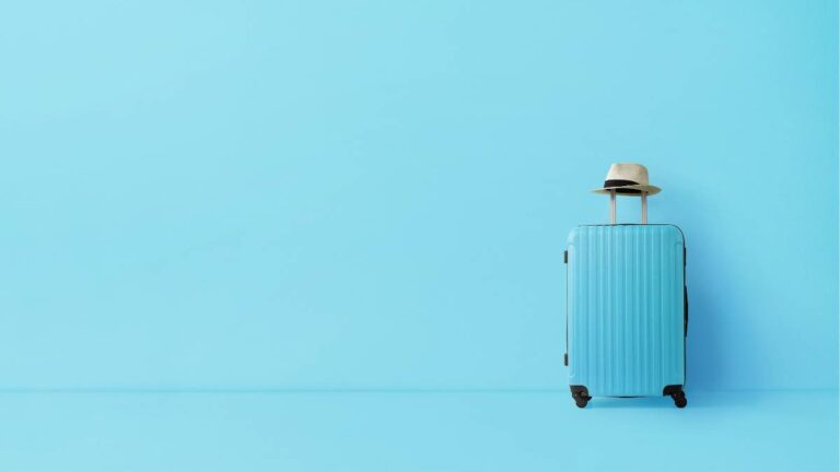 mala de viagem azul